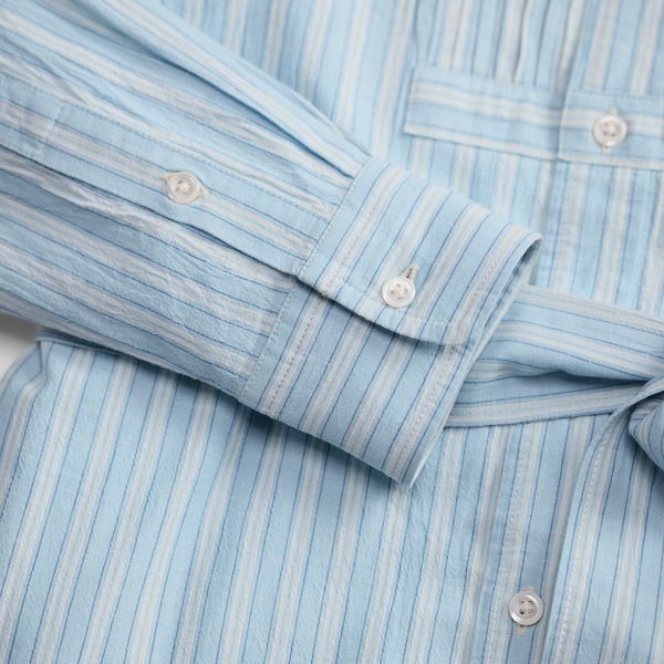 Striped Bib-Front Shirtdress