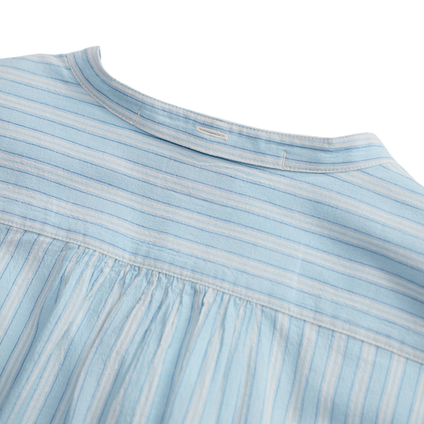 Striped Bib-Front Shirtdress