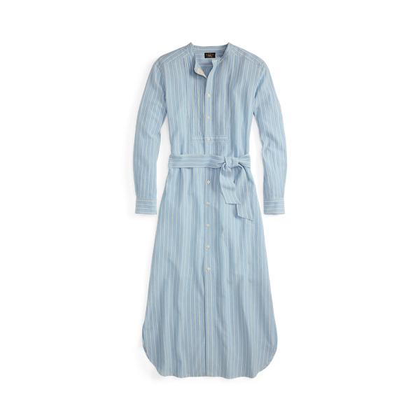 Striped Bib-Front Shirtdress