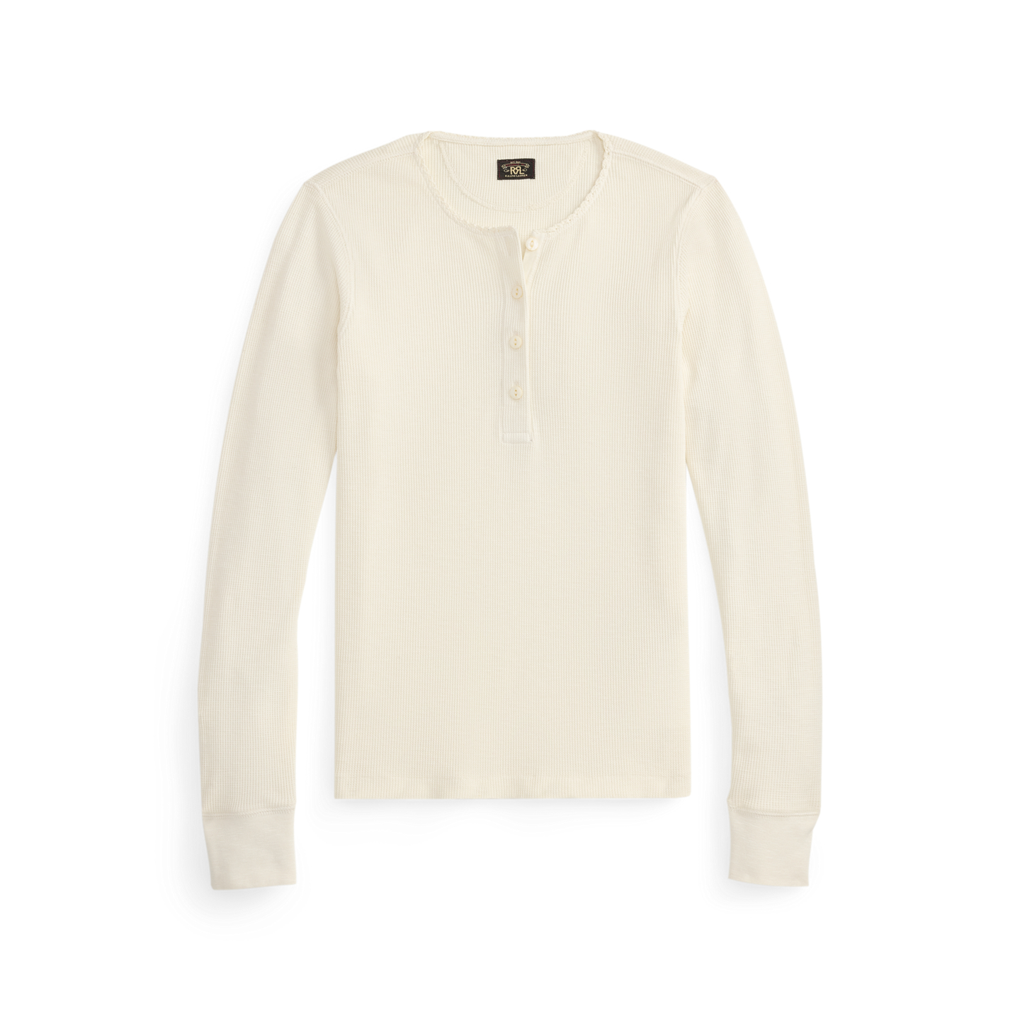 Женская рубашка Ralph Lauren Stretch Waffle-Knit Henley, цвет: Состаренный кремовый — фото 7