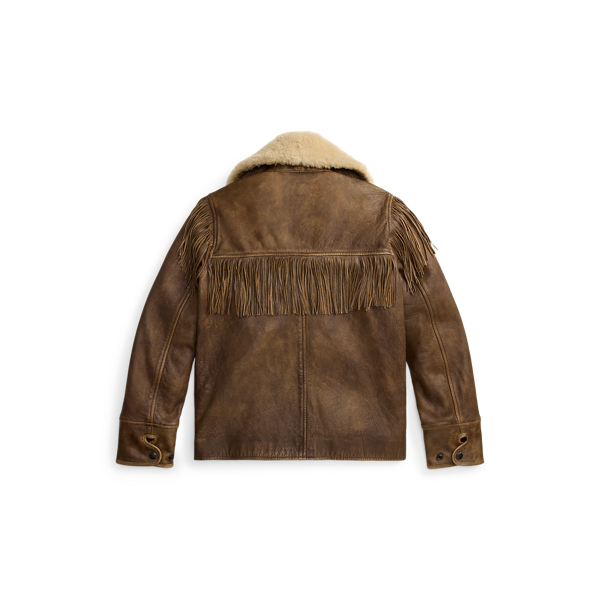 Lederjacke mit Lammfell und Fransen