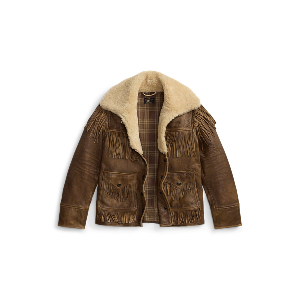 Lederjacke mit Lammfell und Fransen