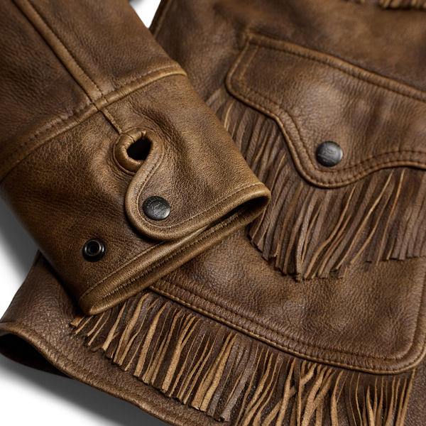 Lederjacke mit Lammfell und Fransen
