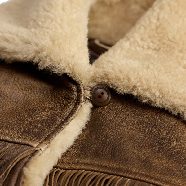 Lederjacke mit Lammfell und Fransen