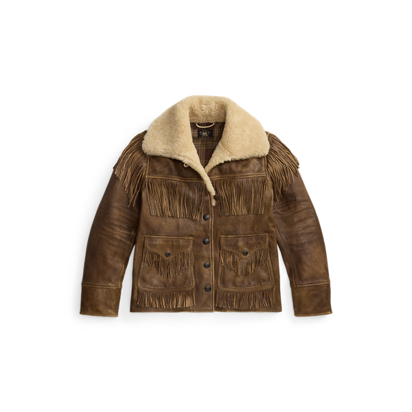 Lederjacke mit Lammfell und Fransen