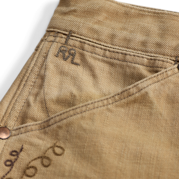 Embroidered Tan Bootcut Jean