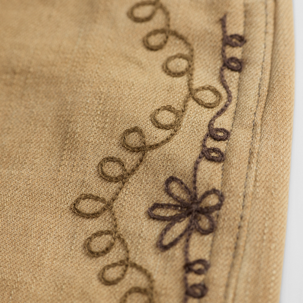 Embroidered Tan Bootcut Jean