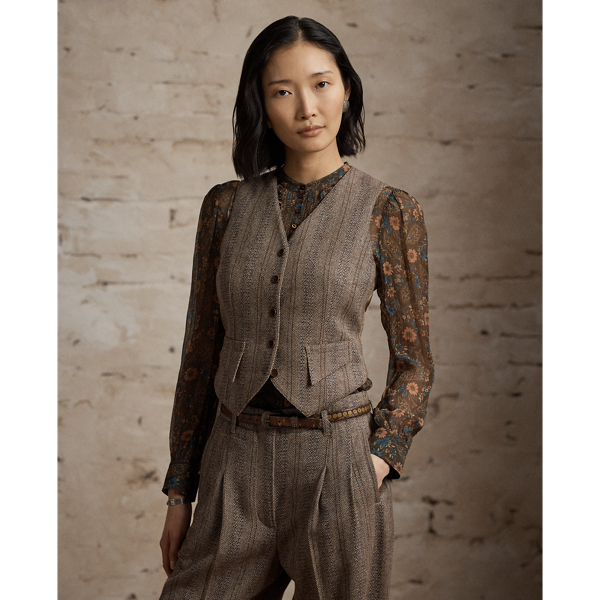 Wool-Cotton Herringbone Vest