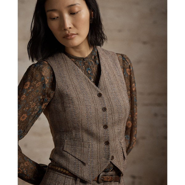 Wool-Cotton Herringbone Vest