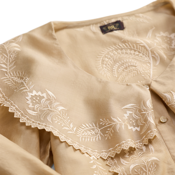 Embroidered Cotton-Silk Blouse