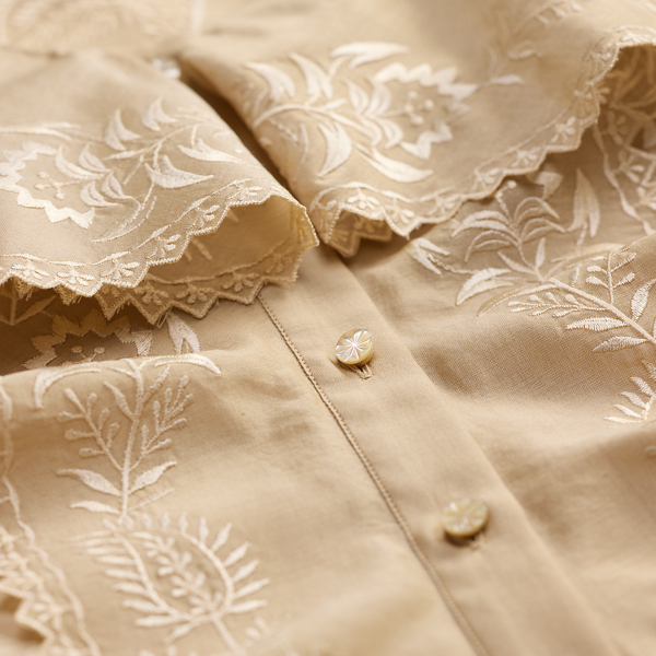 Embroidered Cotton-Silk Blouse