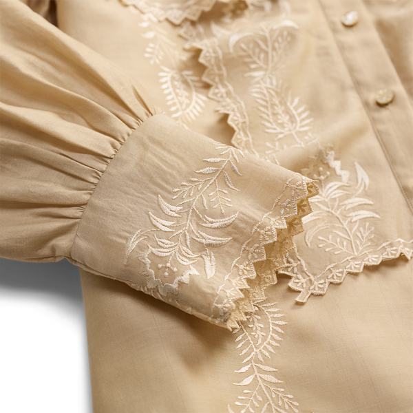 Embroidered Cotton-Silk Blouse