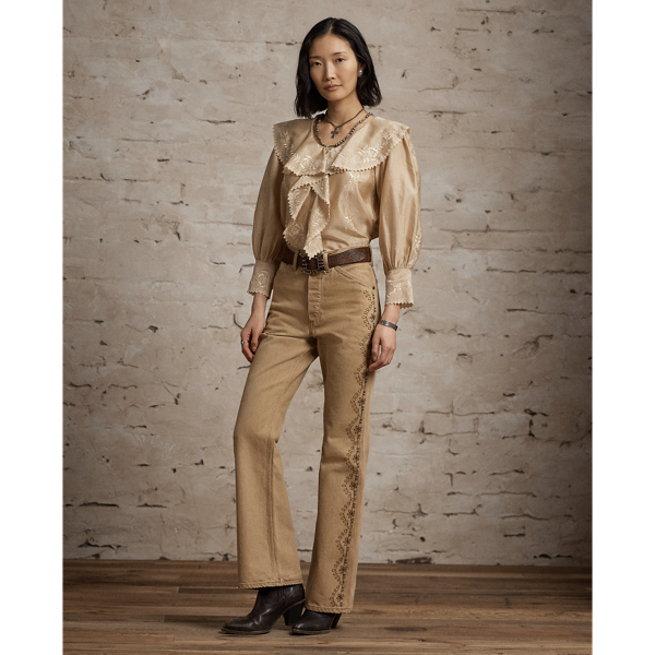 Embroidered Cotton-Silk Blouse