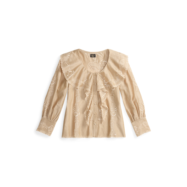 Embroidered Cotton-Silk Blouse