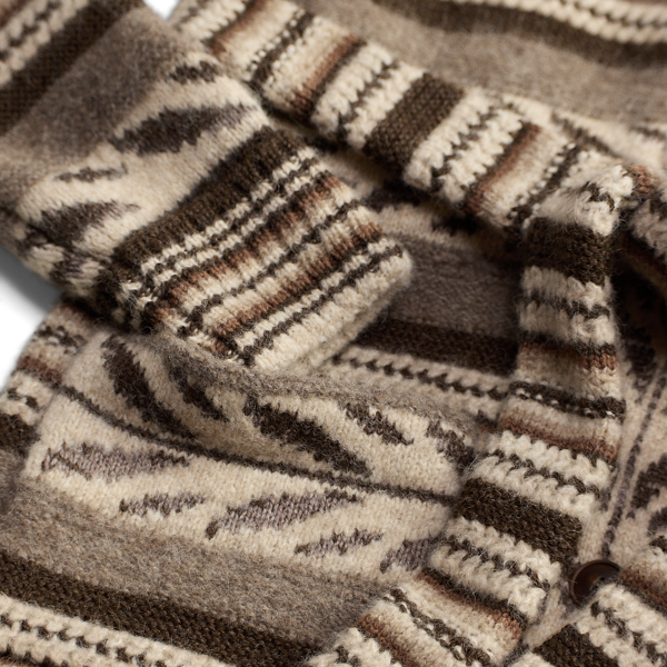 Cardigan en laine m&eacute;lang&eacute;e &agrave; rayures