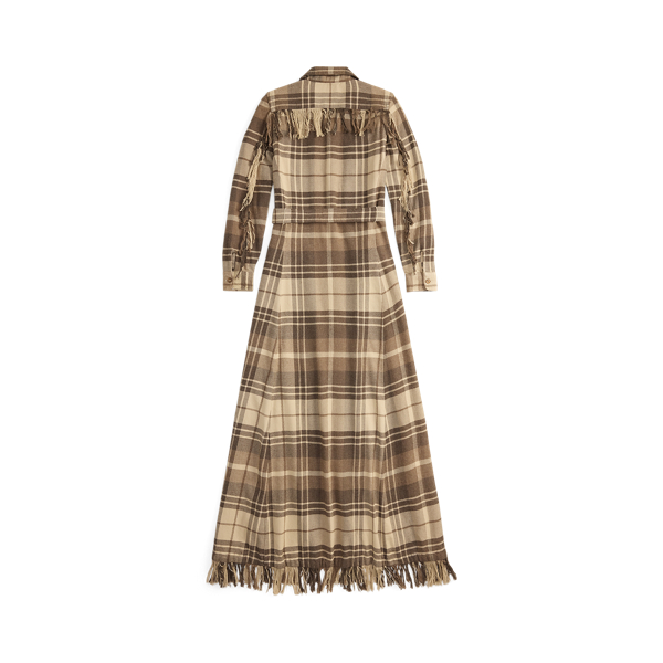 Vestido camiseiro xadrez com franjas