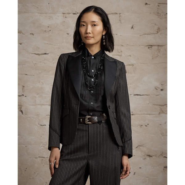 Striped Wool Western Tuxedo Jacket