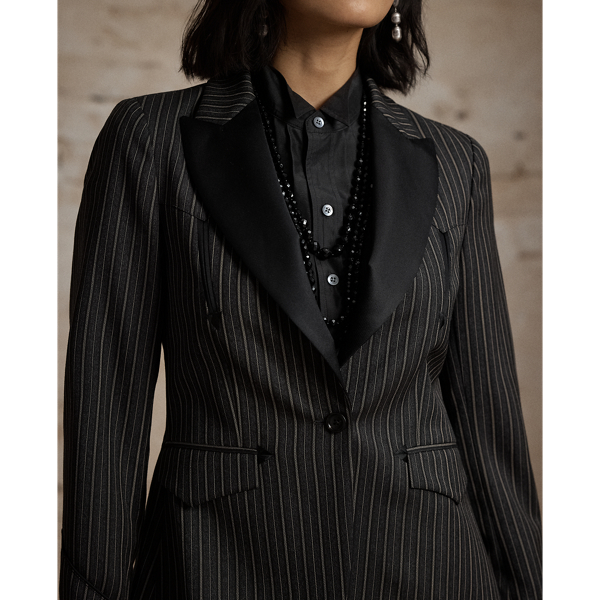 Striped Wool Western Tuxedo Jacket