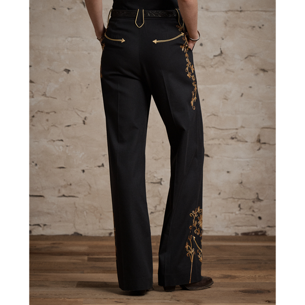 Black/Gold Embroidered Twill Western Pant RRL 4