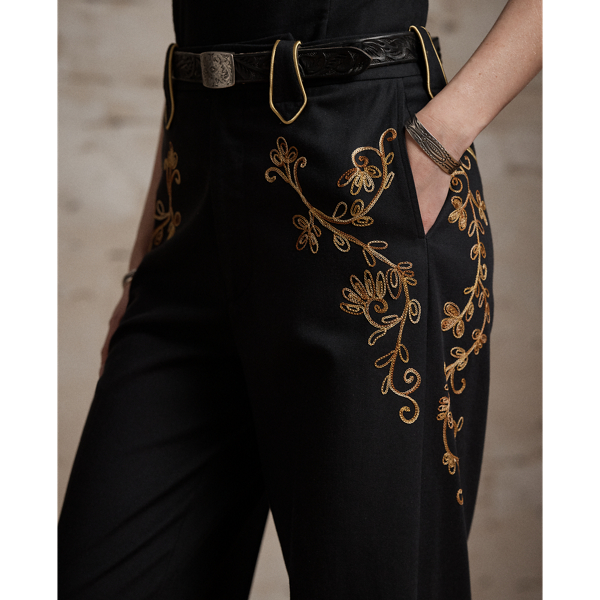 Black/Gold Embroidered Twill Western Pant RRL 5