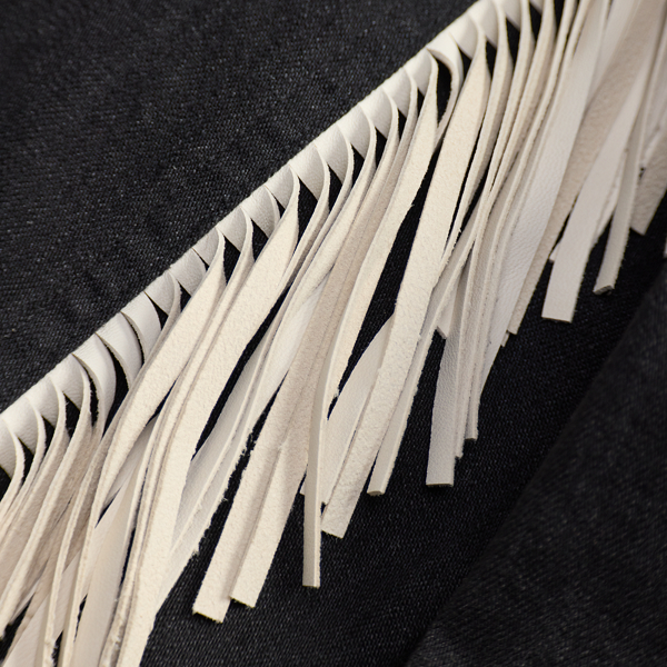 Leather-Fringe Denim Western Shirt