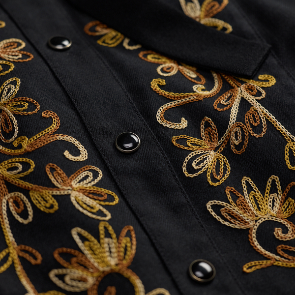 Black/Gold Embroidered Twill Western Halter Top RRL 8