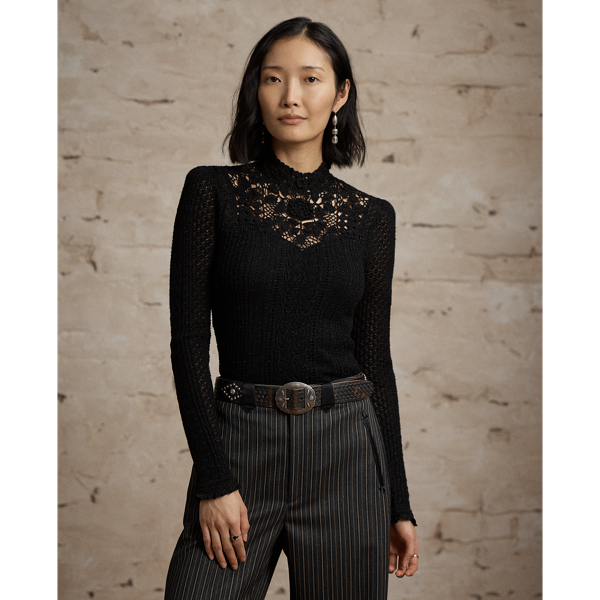 Crochet-Detail Pointelle Top