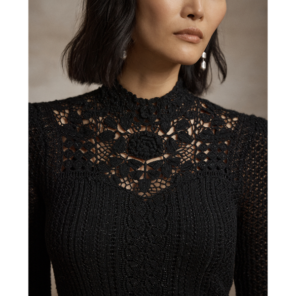Crochet-Detail Pointelle Top