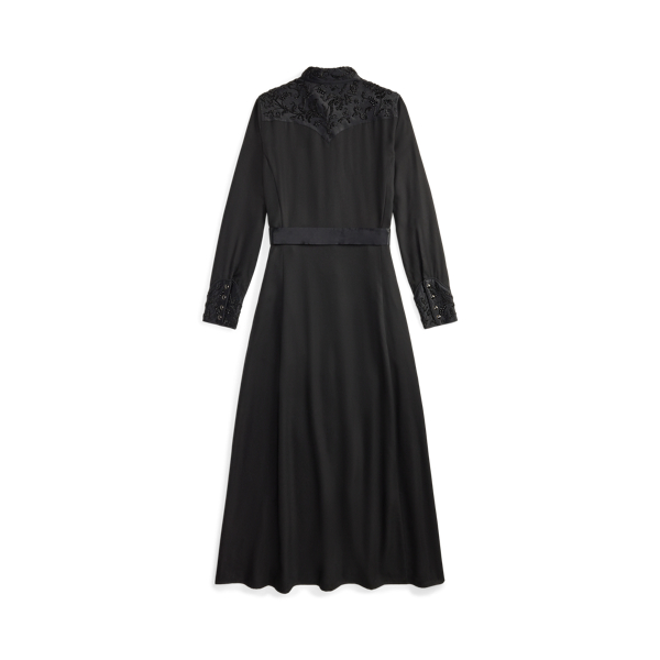 Hand-Beaded Twill Western Dress