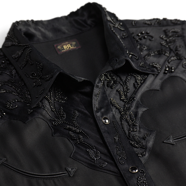 Hand-Beaded Twill Western Dress