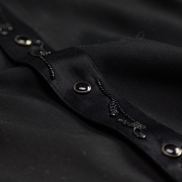 Hand-Beaded Twill Western Dress