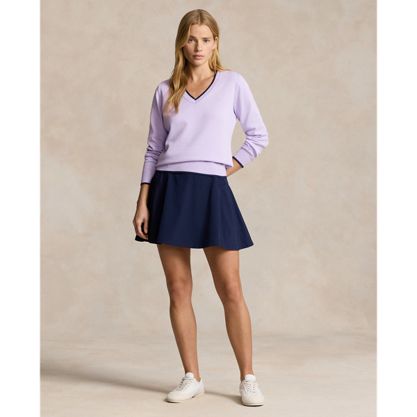 Baumwollpullover mit V-Ausschnitt RLX in Blumen-Lila 4