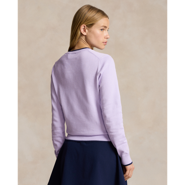 Baumwollpullover mit V-Ausschnitt RLX in Blumen-Lila 5