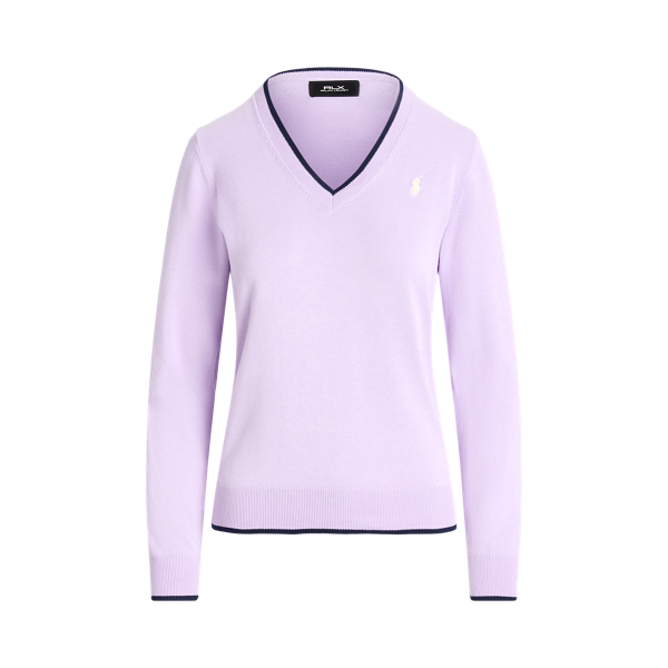 Baumwollpullover mit V-Ausschnitt RLX in Blumen-Lila 2