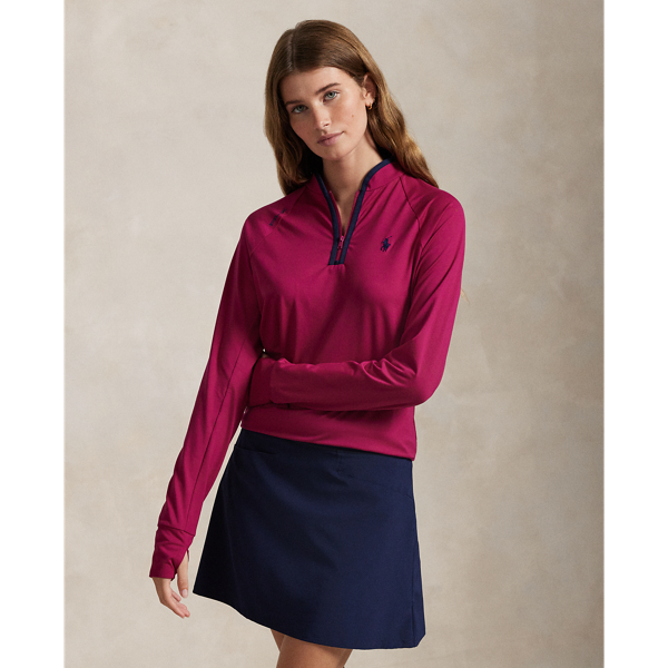 Fuchsia Berry Stretch Jersey Quarter-Zip Pullover RLX 1