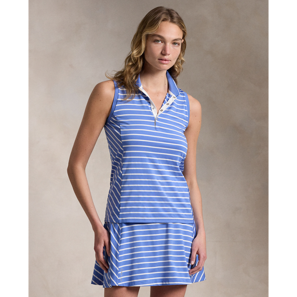 Resort Blue/White Tailored Fit Sleeveless Polo Shirt RLX 1