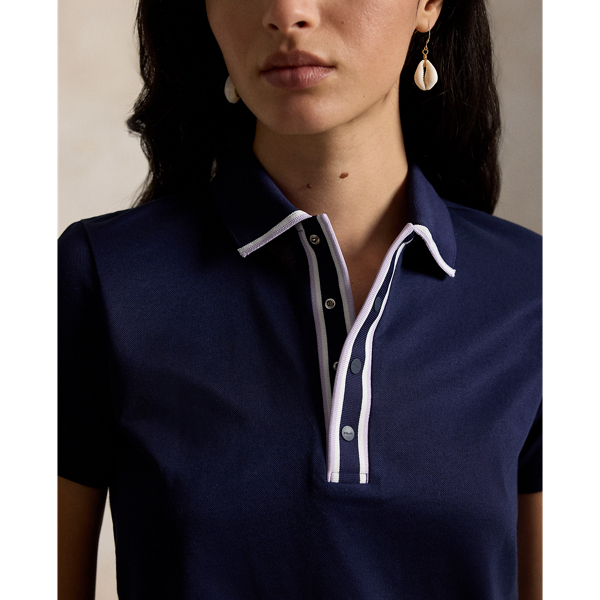 Navy/Lilac/White Tailored Fit Jersey Polo Shirt RLX 6