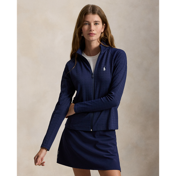 Refined Navy Cable Stretch-Jacquard Zip Jacket RLX 1