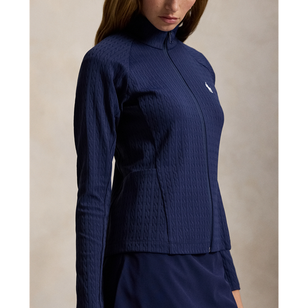 Refined Navy Cable Stretch-Jacquard Zip Jacket RLX 6