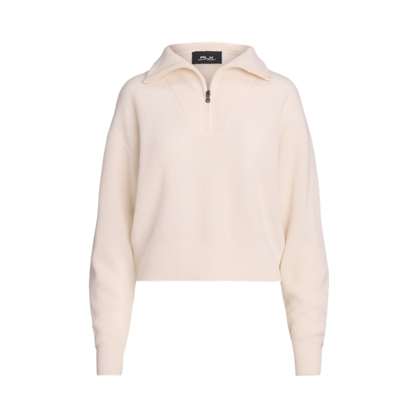 Rib Knit Cashmere Half Zip Jumper