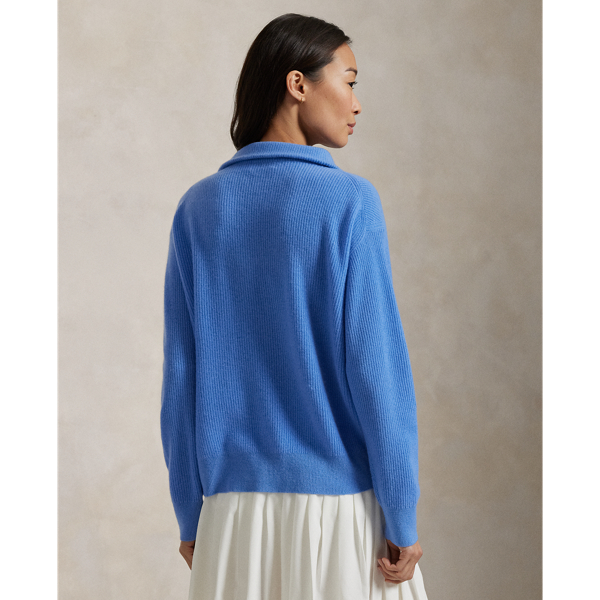 トップス Wool Cashmere Seamless Knit Rib-Knit Cashmere Half-Zip Sweater