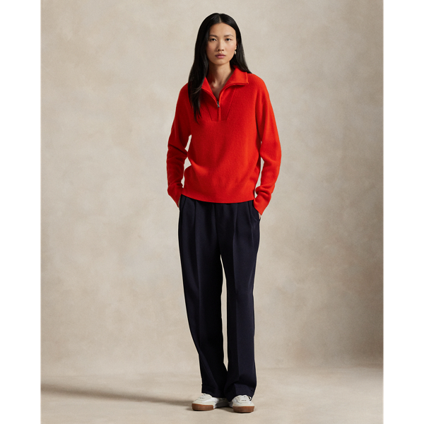 Rib-Knit Cashmere Half-Zip Sweater