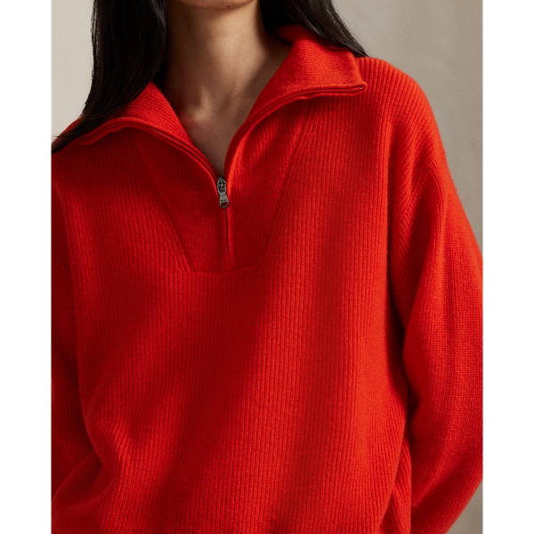 Rib-Knit Cashmere Half-Zip Sweater