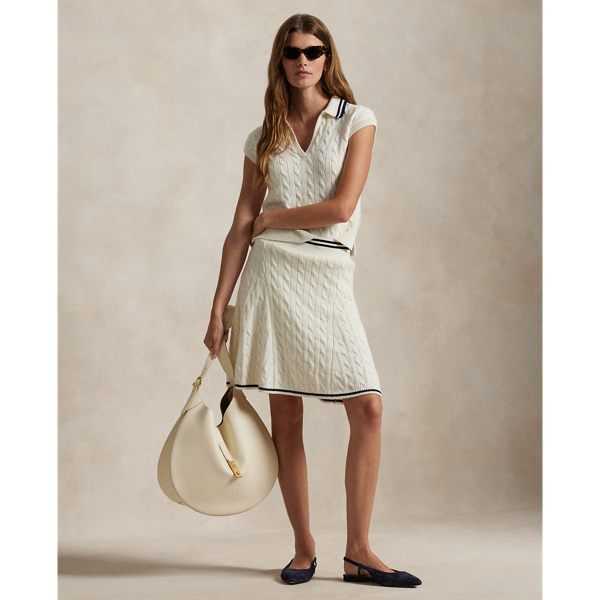 Cable-Knit Sleeveless Polo Shirt