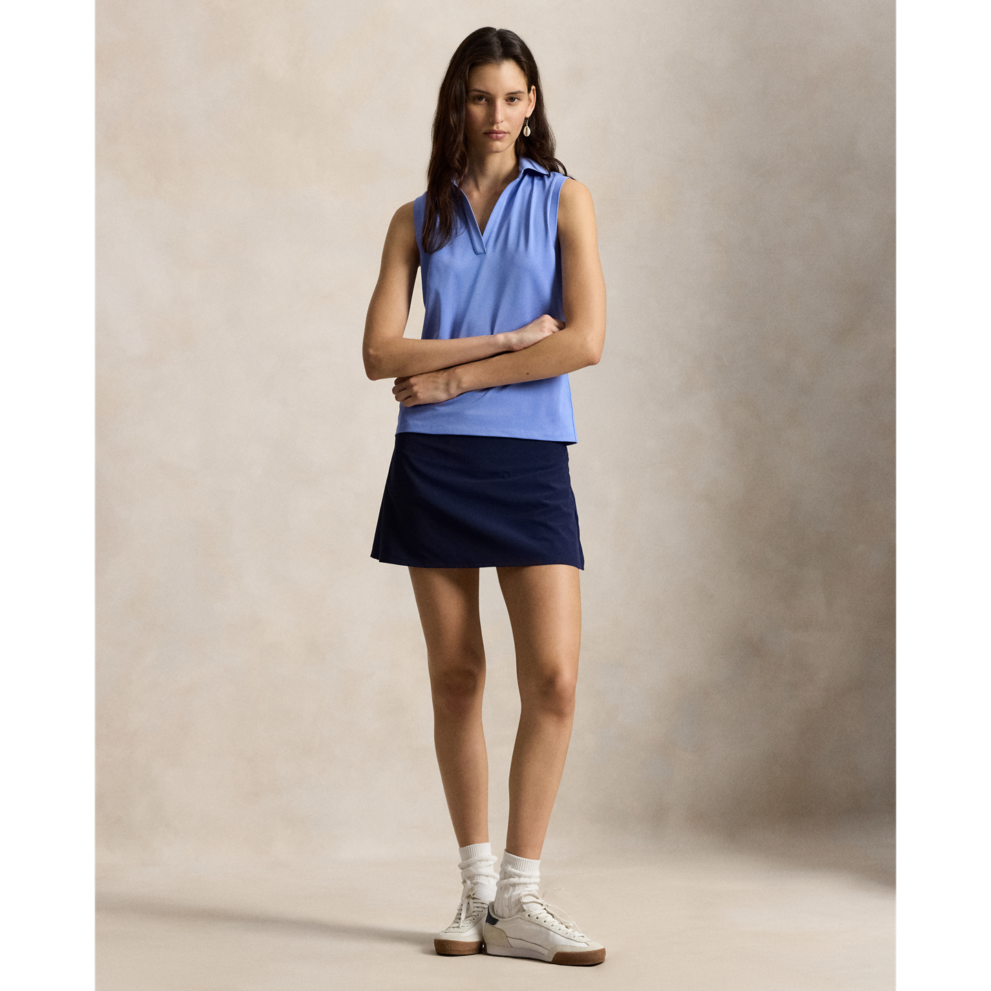 Женское поло Ralph Lauren Tailored Fit Sleeveless Polo, цвет: Синий туманный — фото 1