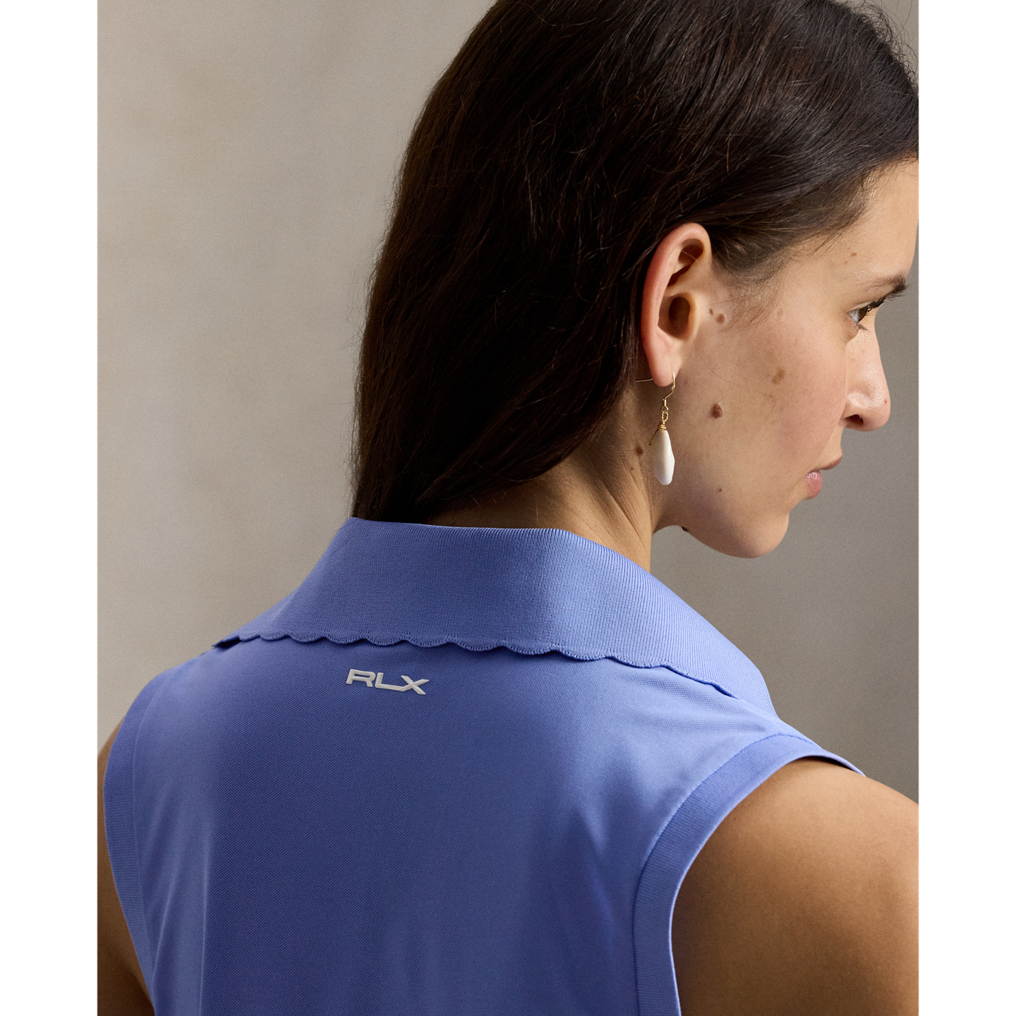 Женское поло Ralph Lauren Tailored Fit Sleeveless Polo, цвет: Синий туманный — фото 3