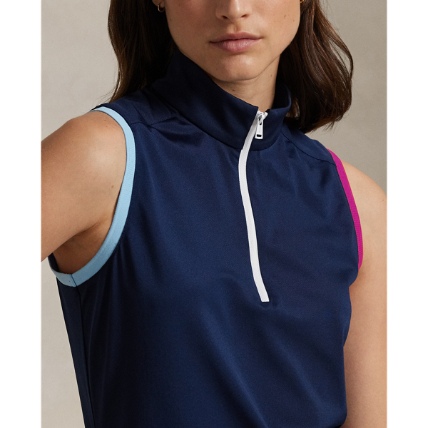 Slim Fit Sleeveless Quarter-Zip Polo