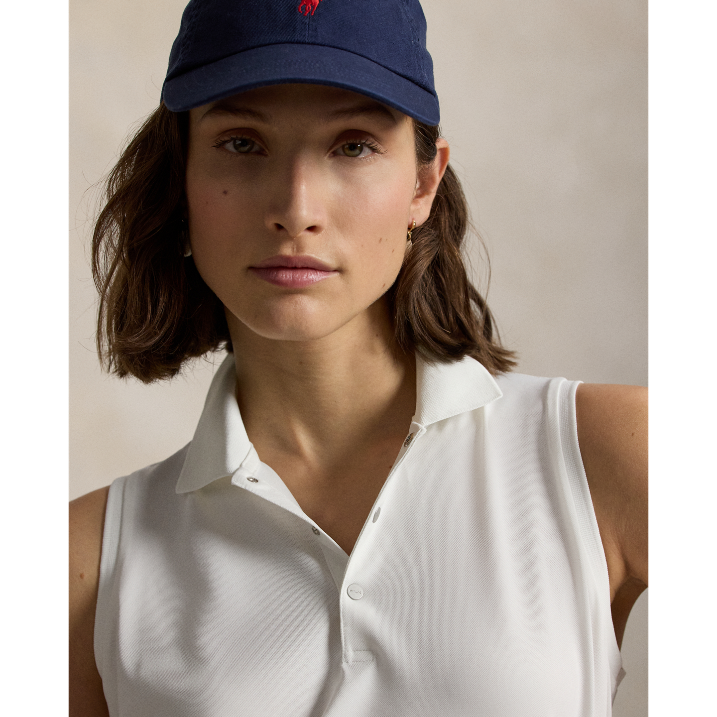 Женское поло Ralph Lauren Classic Fit Sleeveless Tour Polo, цвет: Белый — фото 3