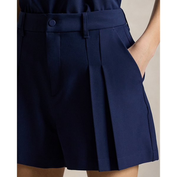 Refined Navy Stretch-Twill Pleated Short RLX 6