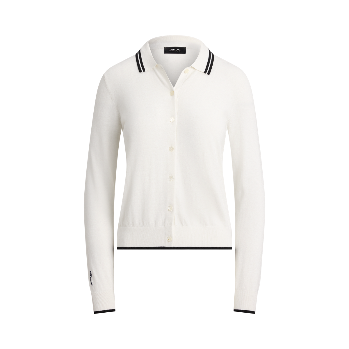 Cotton-Blend Polo-Collar Cardigan